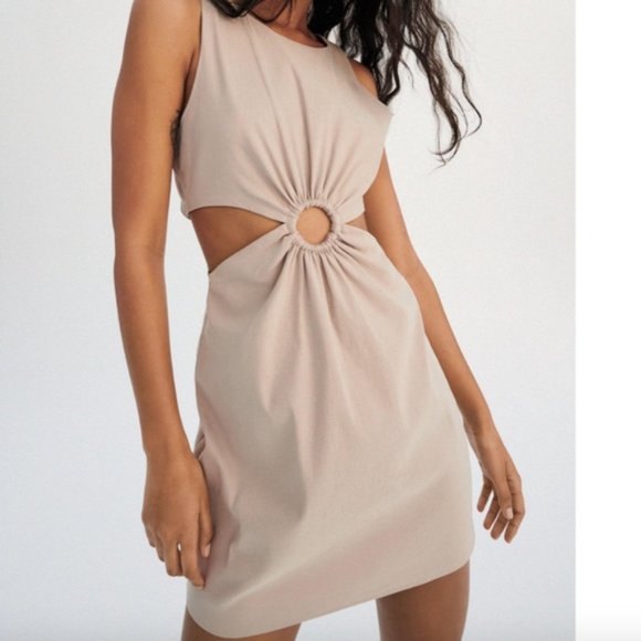 ZARA CUT OUT LINEN BLEND DRESS - Picture 3 of 6